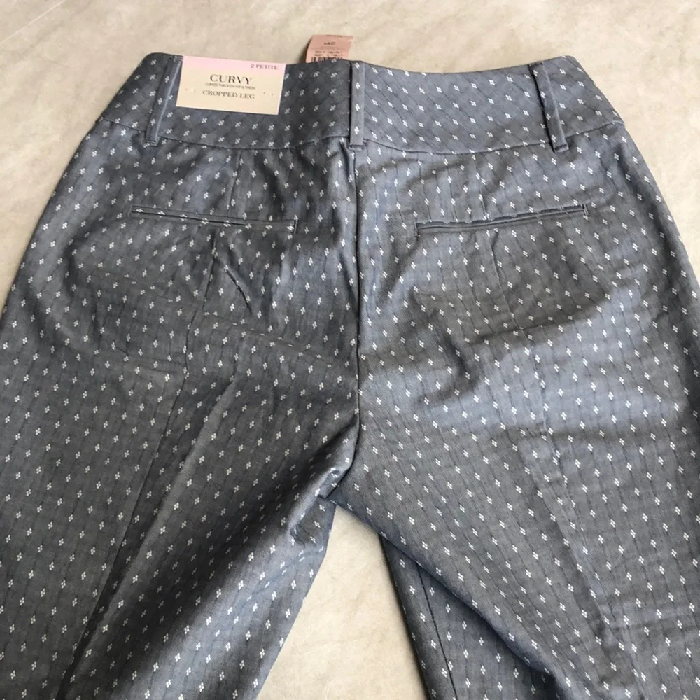 Ann Taylor Women's Curvy Cropped Leg Trouser Pants Gray White Diamond Size 2P - Picture 4 of 14